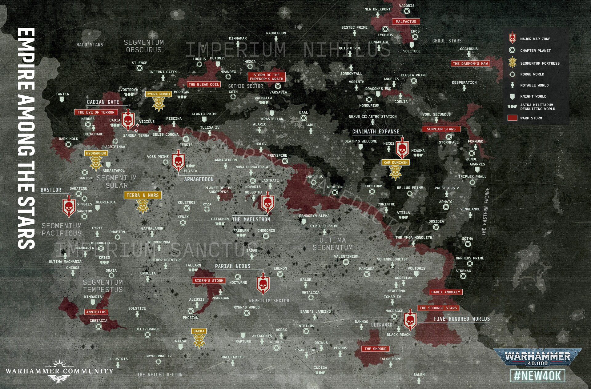 Star chart of the Armageddon Sector — Justicar, Armageddon, Voss Prime and Golgotha subsectors and their warp routes