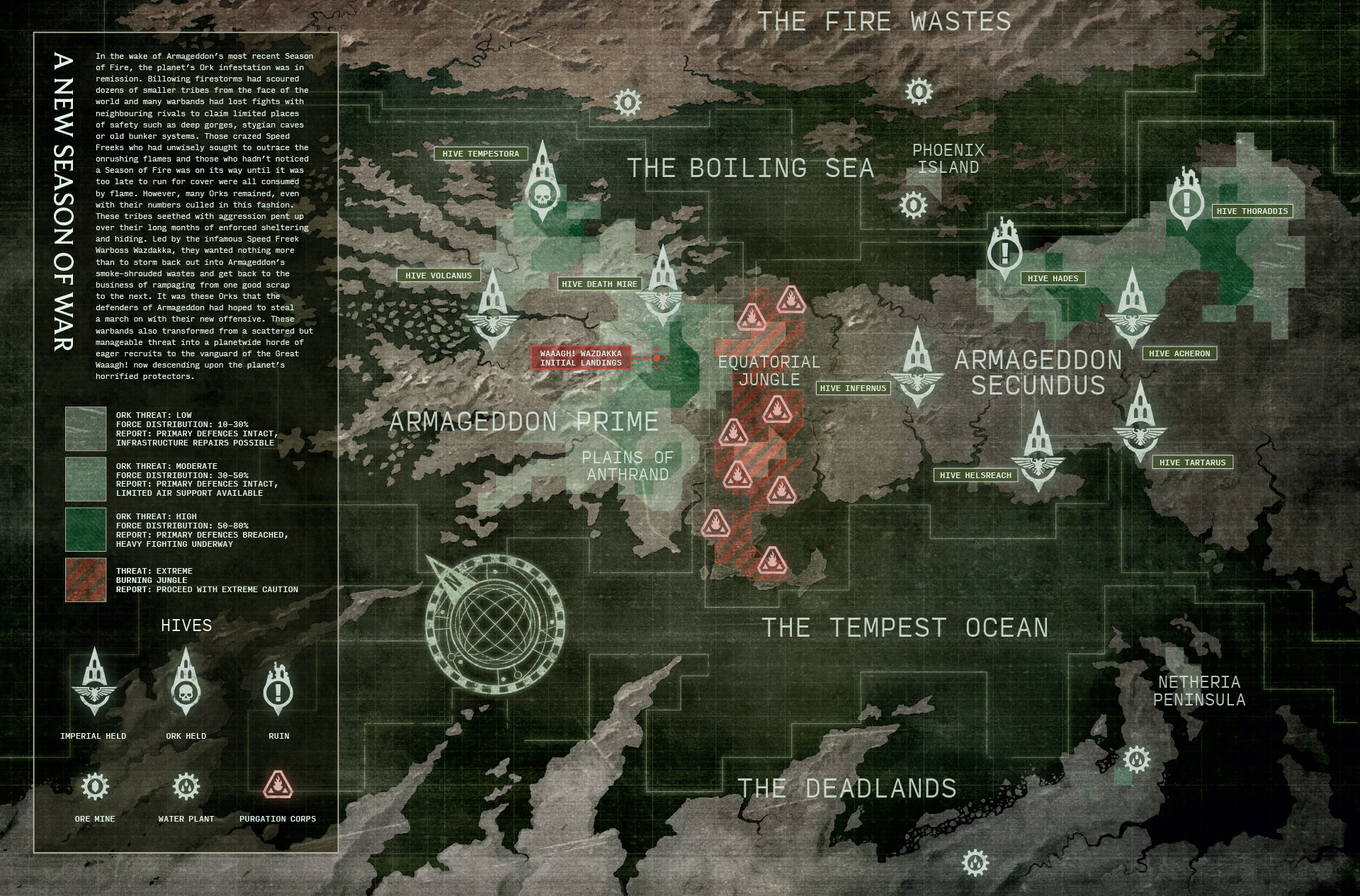 Tactical survey of Armageddon — Armageddon Prime, Secundus, the Fire Wastes and the Deadlands